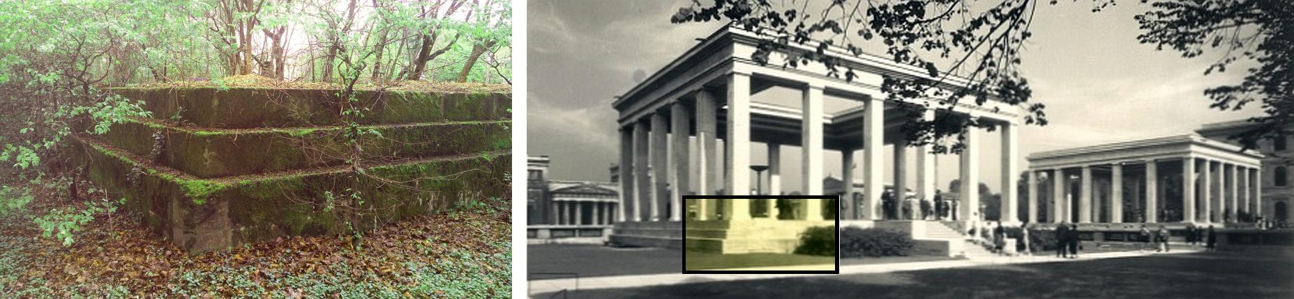 ehemaligen 'Ehrentempel' der früheren NSDAP-Parteizentrale heute und damals